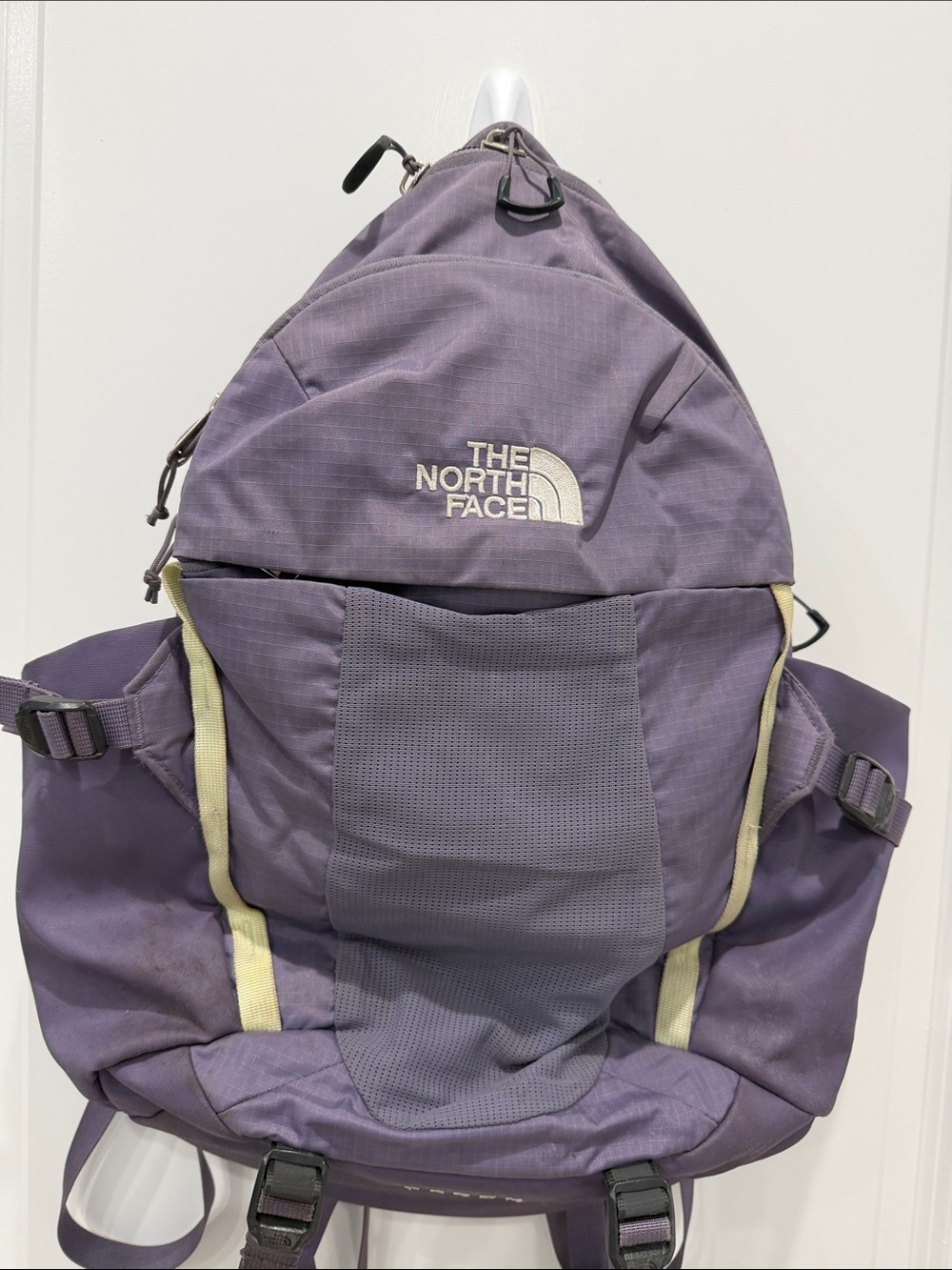 The North Face Purple Backpack with Cream Trim